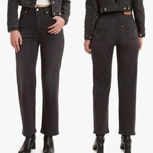 Levi's Ribcage Straight Ankle Jeans - Black Rinse